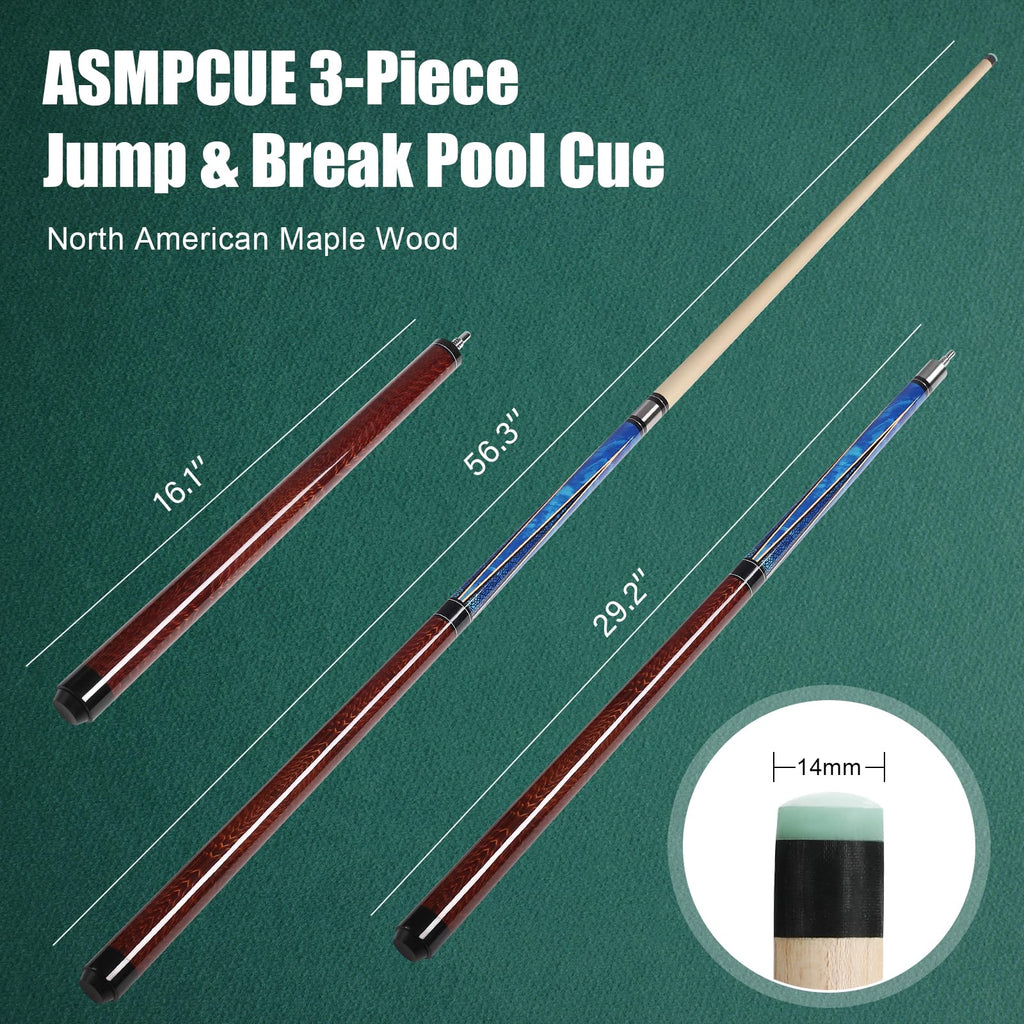 ASMPCUE 3-in-1 Jump Break Pool Cue | Carbon Fiber & Canadian Maple