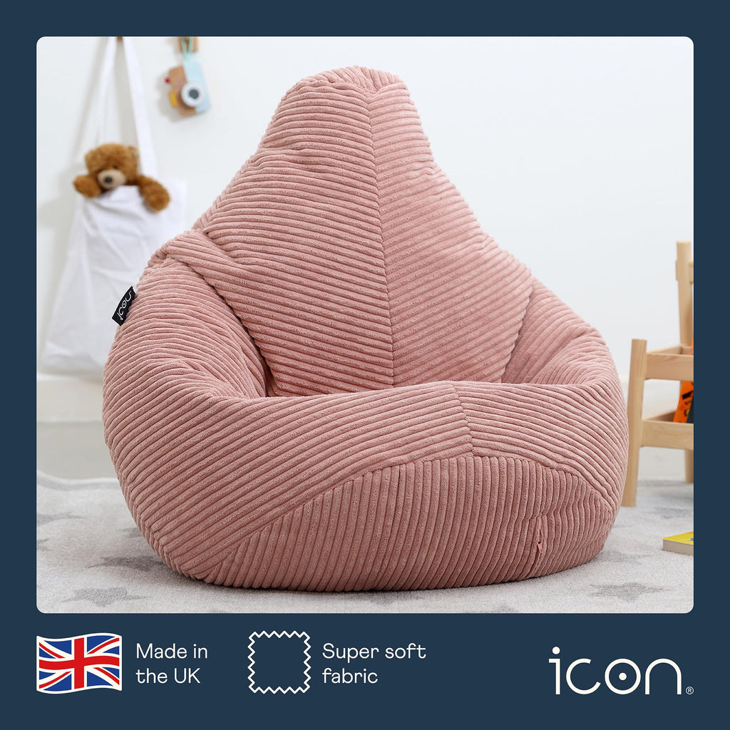 icon Dalton Kids Bean Bag Chair | Dusk Pink Corduroy Recliner