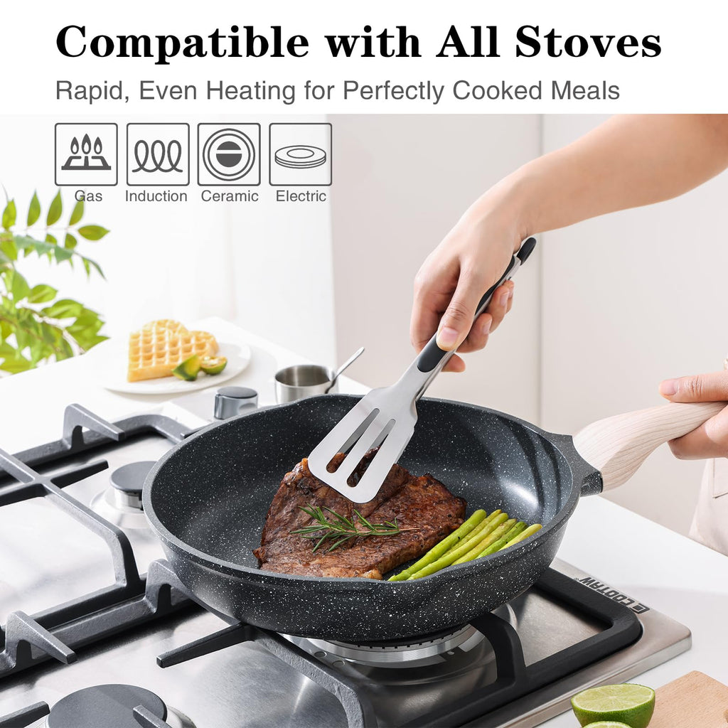Kordisen Nonstick Frying Pan Set with Lids | 3-Piece Induction Skillet