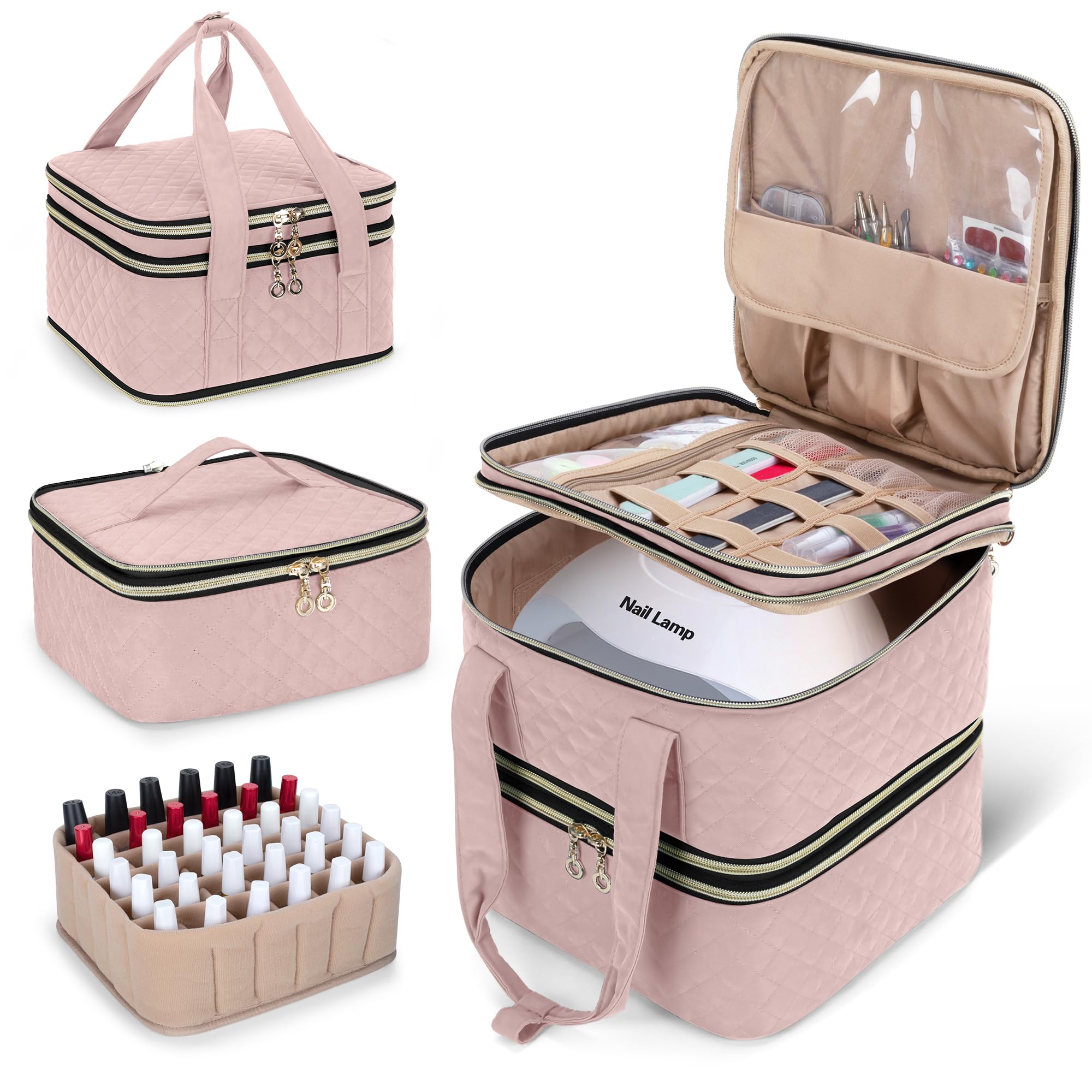 Yarwo Nail Polish Organiser | Detachable Case for 72 Bottles & Nail Lamp