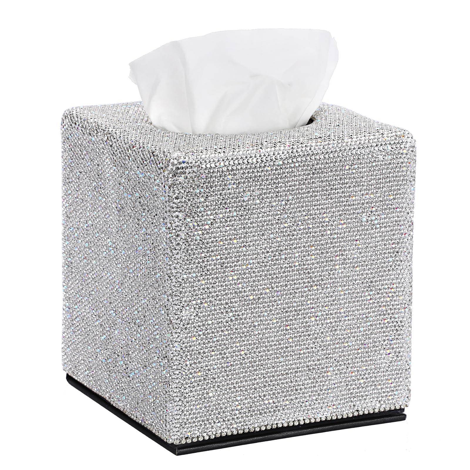BTSKY Sparkly Rhinestone Tissue Box Cover – Crystal Cube Tissue Holder