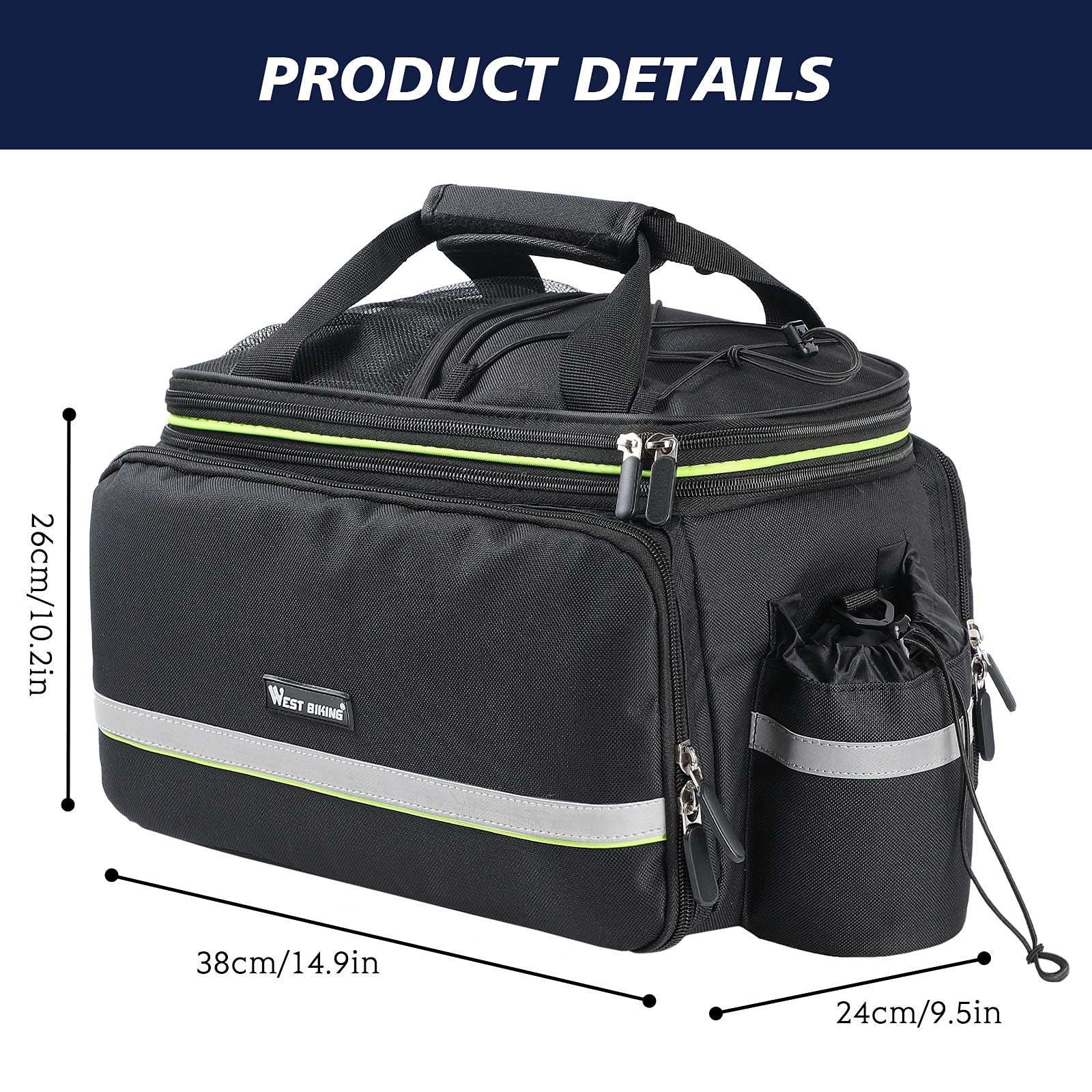 UBORSE 35L Bike Pannier Bag | Waterproof Rear Trunk Storage for MTB