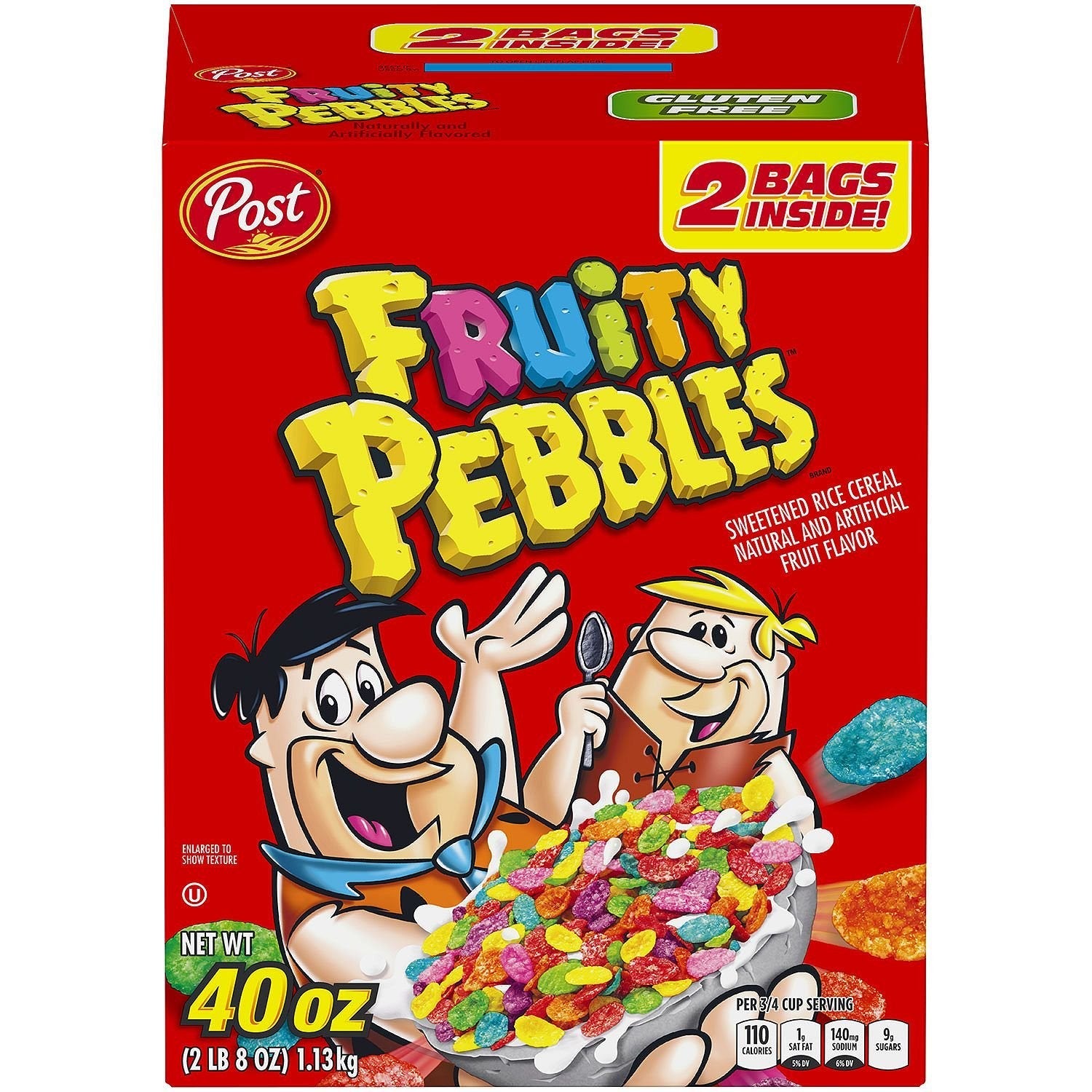 Post Fruity Pebbles Cereal - 40 Ounce Bulk Box with 2 Bags