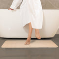 Dikots Long Shower Mat – 120x40cm Non-Slip Beige Loofah Bath Mat