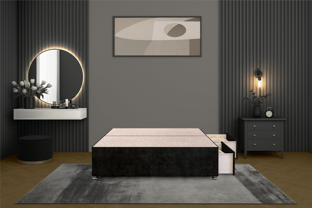 Bed Centre Flexby Divan Bed Base Only with 2 Drawers Same Side, No Headboard - Available in 3FT, 4FT, 5FT & 6FT - image 2