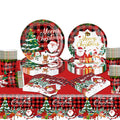 Meriviva 97 Pcs Christmas Party Tableware Set | Disposable Plates & Napkins