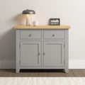 Seconique Windsor 2 Door 2 Drawer Sideboard – Pebble Grey & Oak