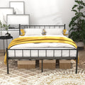 XINBEDEU 5ft King Metal Platform Bed Frame with Headboard | Black