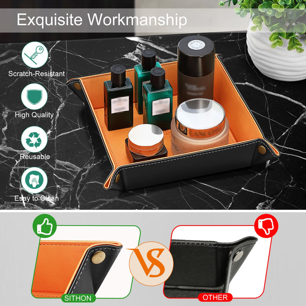 SITHON Valet Tray Premium PU Leather Desktop Storage Organizer - image 4