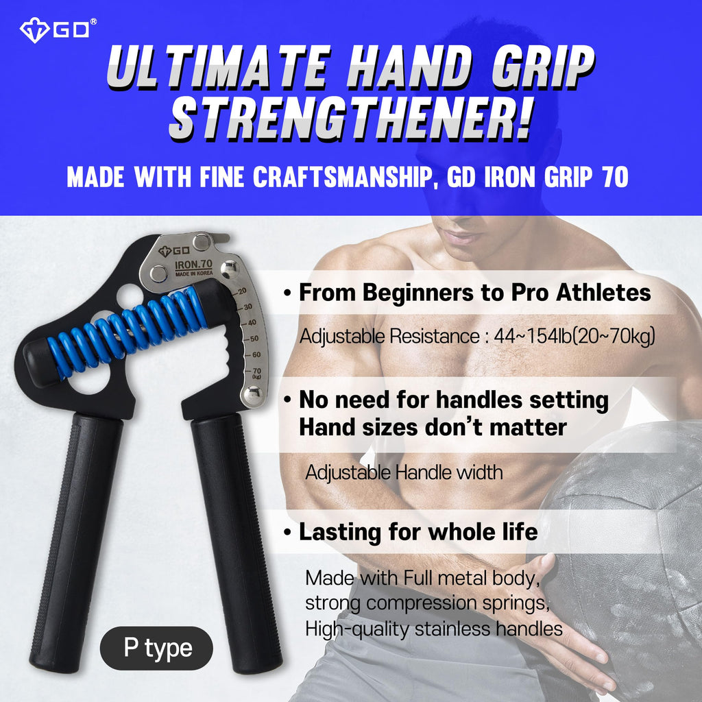 GD Iron Grip 70 Adjustable Hand Strengthener – 11.9-70kg Resistance