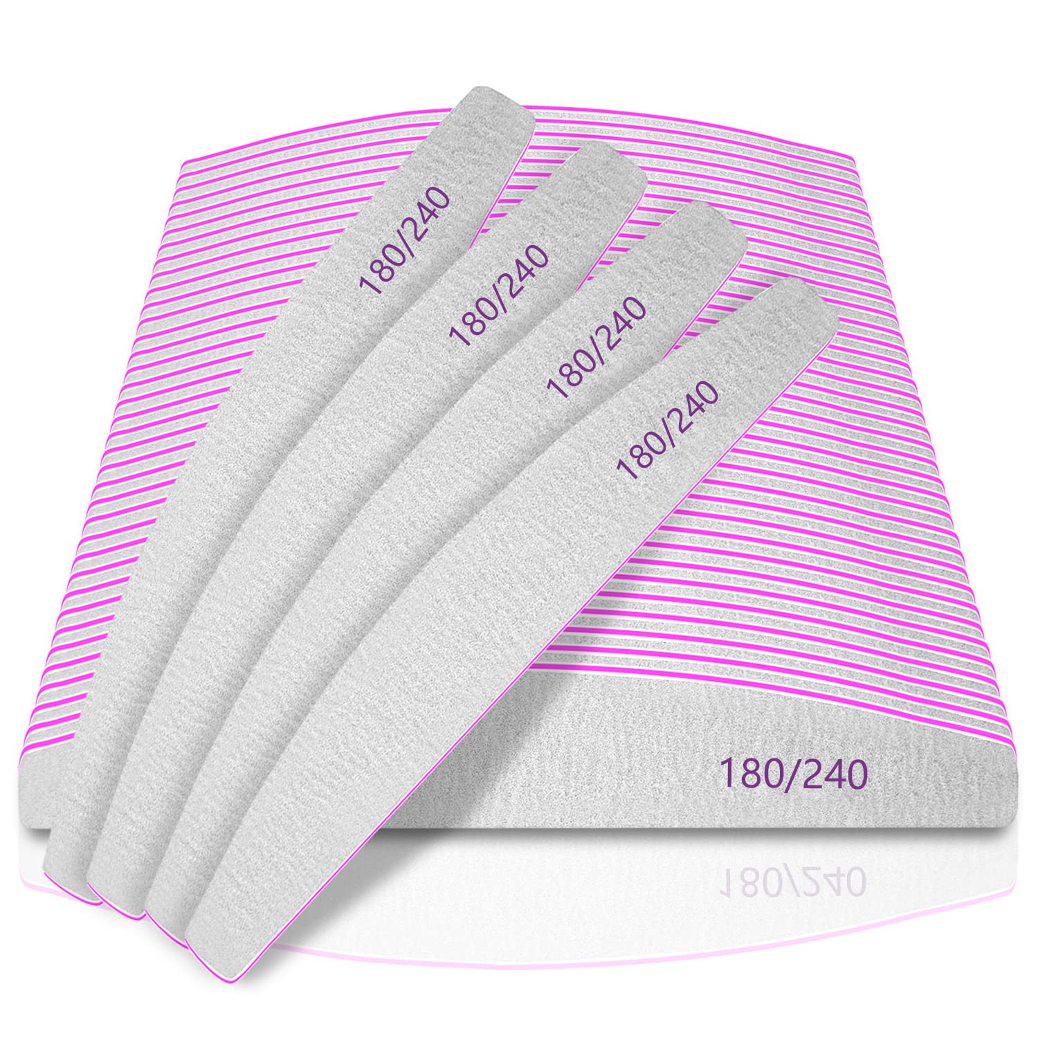 Jolof Store Professional Nail Files 50pcs – 180/240 Grit Washable Emery Board
