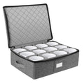 GWCYMYD Cup and Mug Storage Box with Dividers, Foldable Tea Cup Storage Box with Handles and Zipper Lid, Holds 12 Glassware Cups for Moving, Packing
