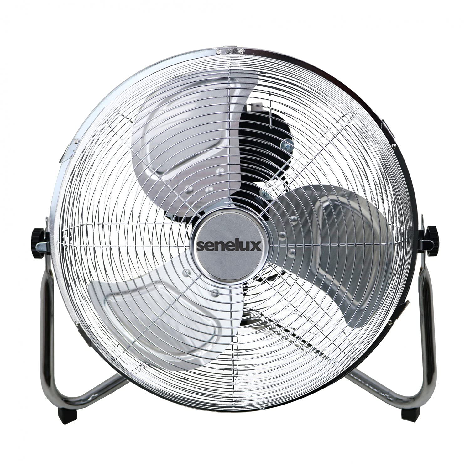 Senelux 12 Inch High Velocity Floor Fan | 3-Speed Chrome Gym Fan