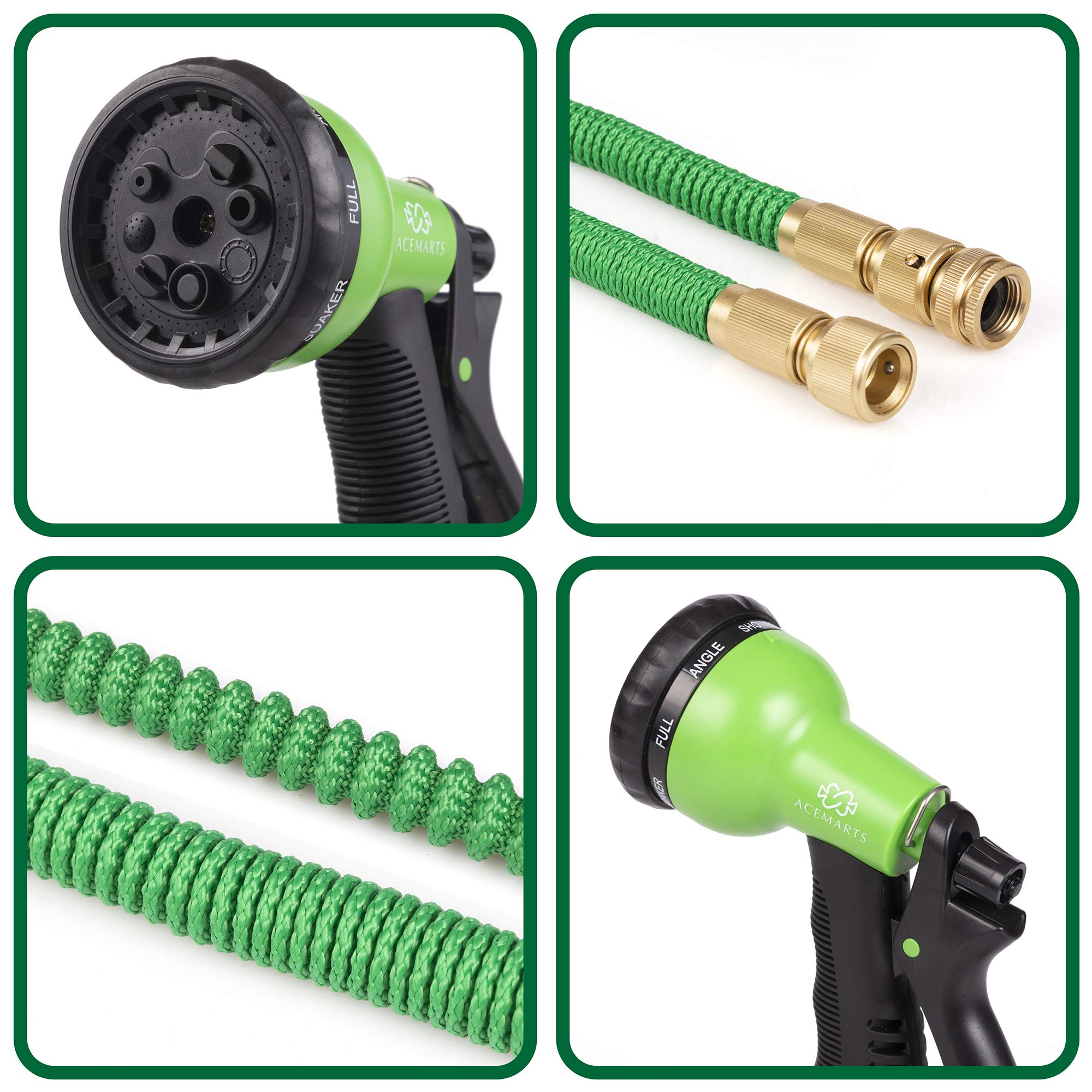 ACEMARTS 100ft Expandable Garden Hose | Brass Connectors & 8-Pattern Nozzle