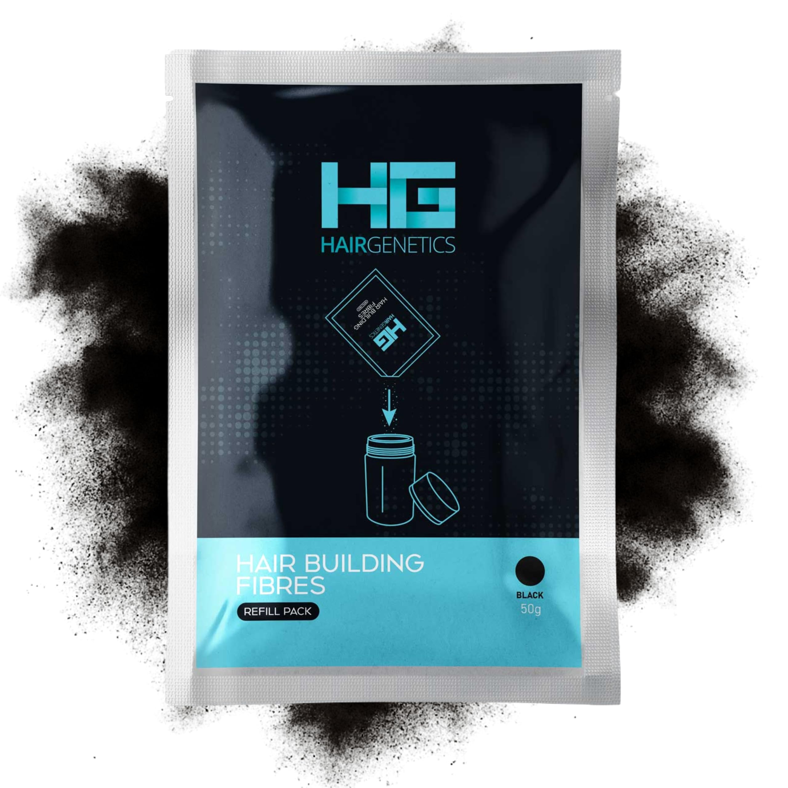 Hair Genetics Hair Building Fibres 50g Refill Pack – Black Concealer