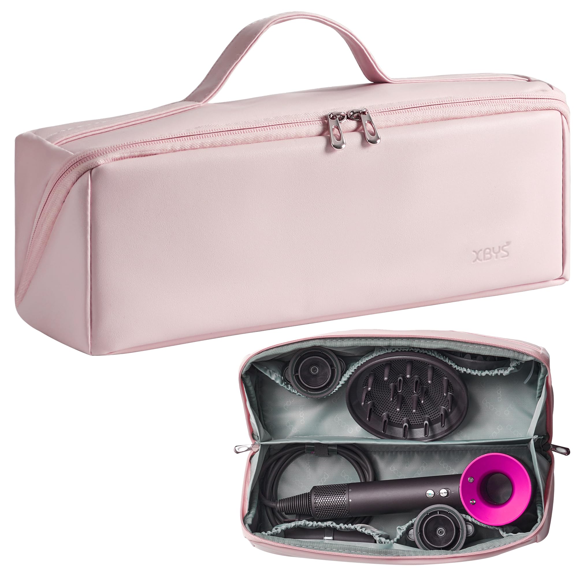 Veki Travel Storage Bag for Dyson Airwrap & Supersonic – Pink PU Leather