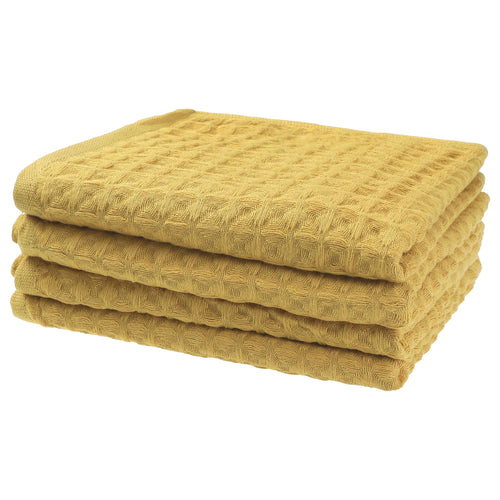 Jolof Store 100% Cotton Waffle Weave Hand Towels - Yellow, 4 Pack