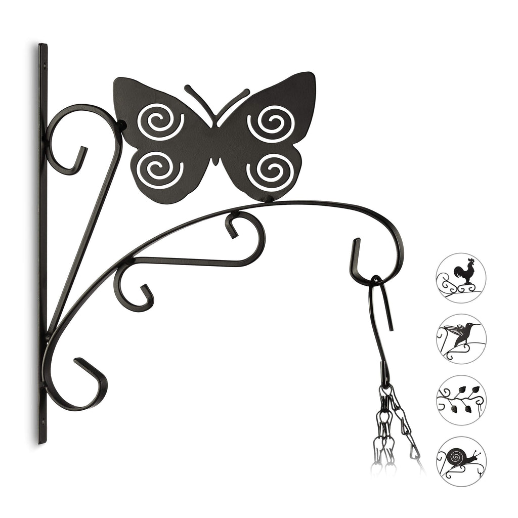 Relaxdays Metal Plant Hook – Butterfly Wall Hanger for Garden – Black