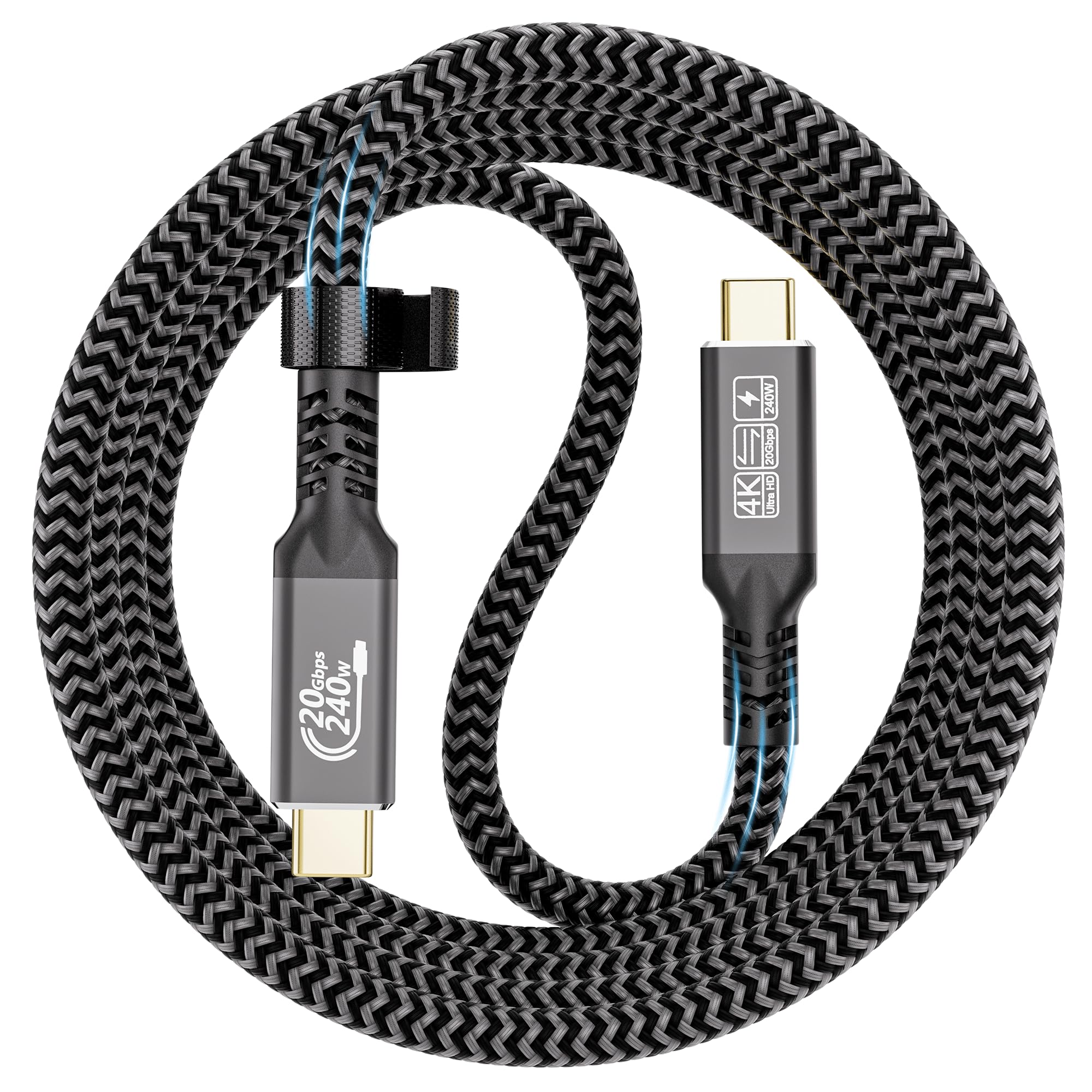 CAKOBLE 240W USB C to USB C Cable 2m | 20Gbps 4K Video Fast Charging