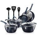 NutriChef 11-Piece Non-Stick Cookware Set | Blue Diamond Ceramic Pots & Pans