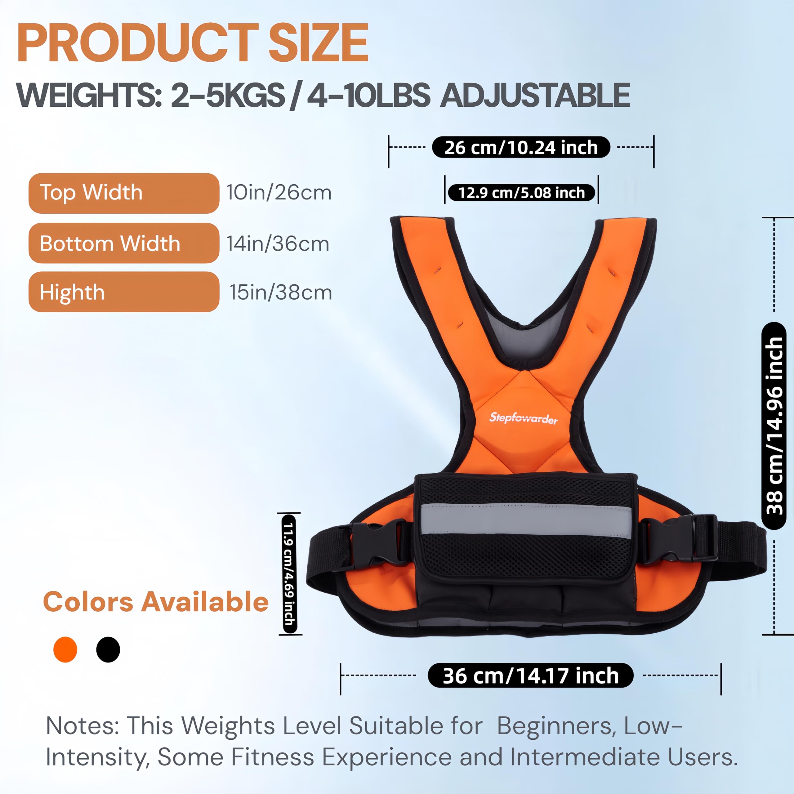 Stepfowarder Weighted Vest - 2-5kg Adjustable Neoprene Strength Vest
