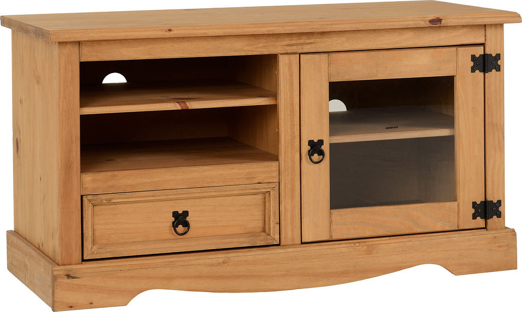 Seconique Corona Entertainment Unit in Distressed Waxed Pine/Glass - image 2