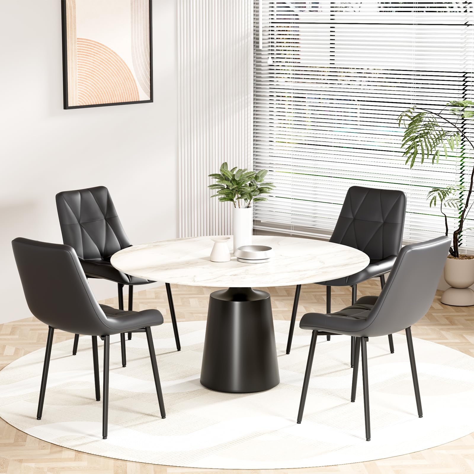 Clevich Dining Chairs Set of 4 | PU Leather Upholstered Kitchen Chairs