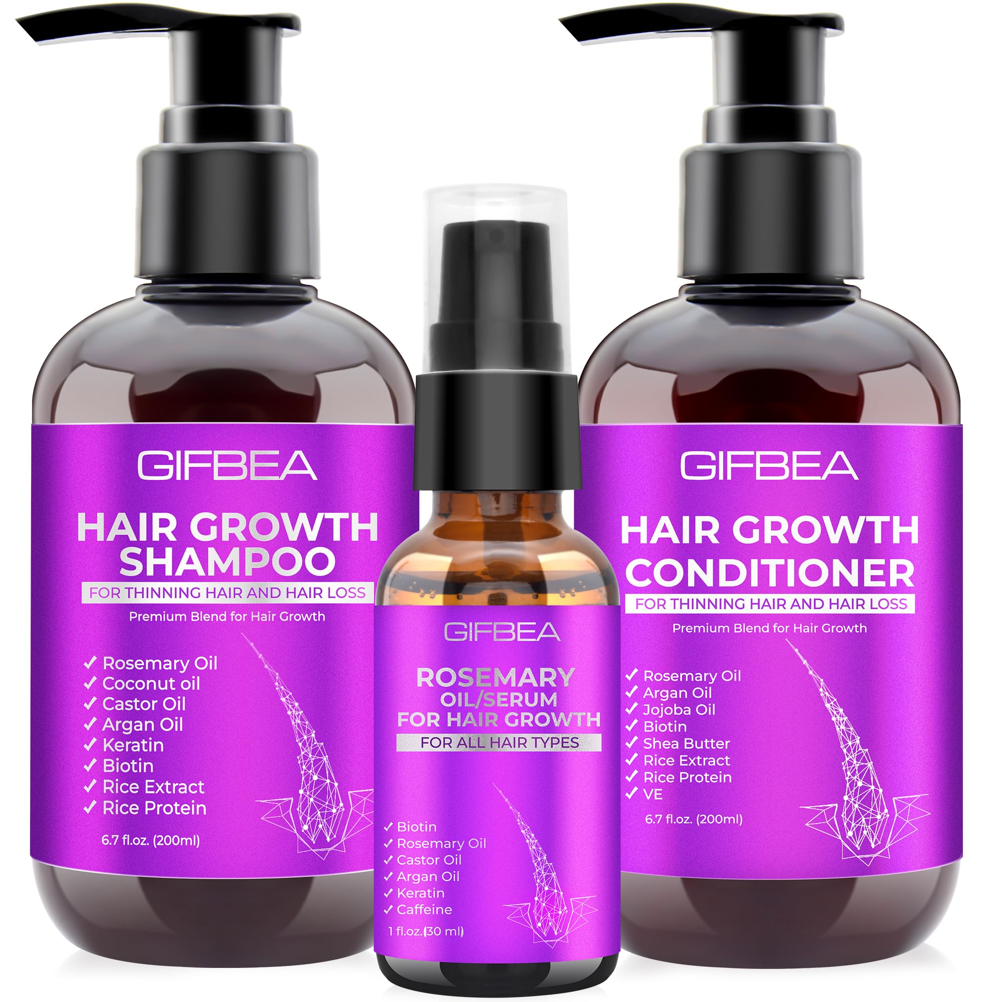 GIFBEA Hair Growth Shampoo and Conditioner Set | Rosemary Oil & Biotin