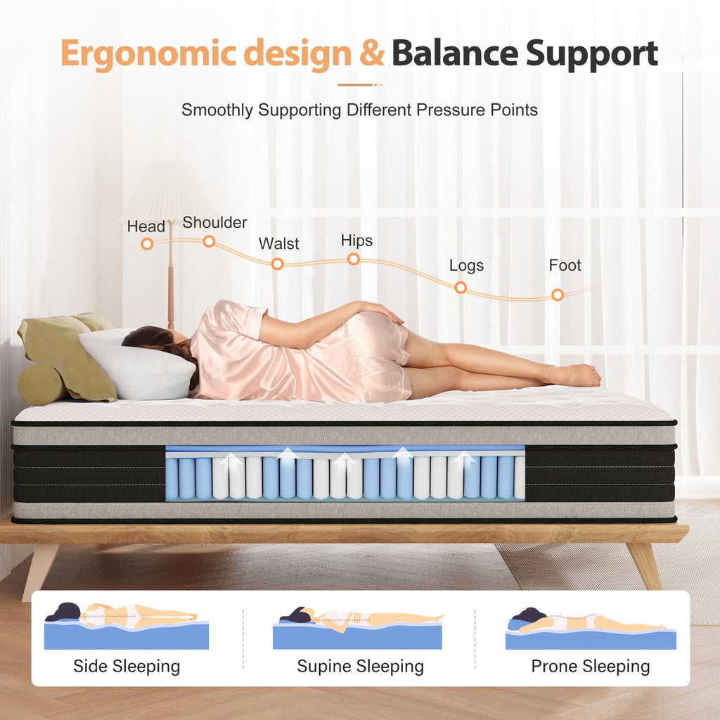 Bednew Double Mattresses Hybrid Mattress Medium Firm 135x190x30cm - image 3