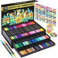Lyuvie 132 Colours Acrylic Paint Markers | 66 Pack Brush Tip Pens