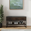 Jolof Store Quinn Industrial Shoe Bench – Wood and Metal Storage Rack