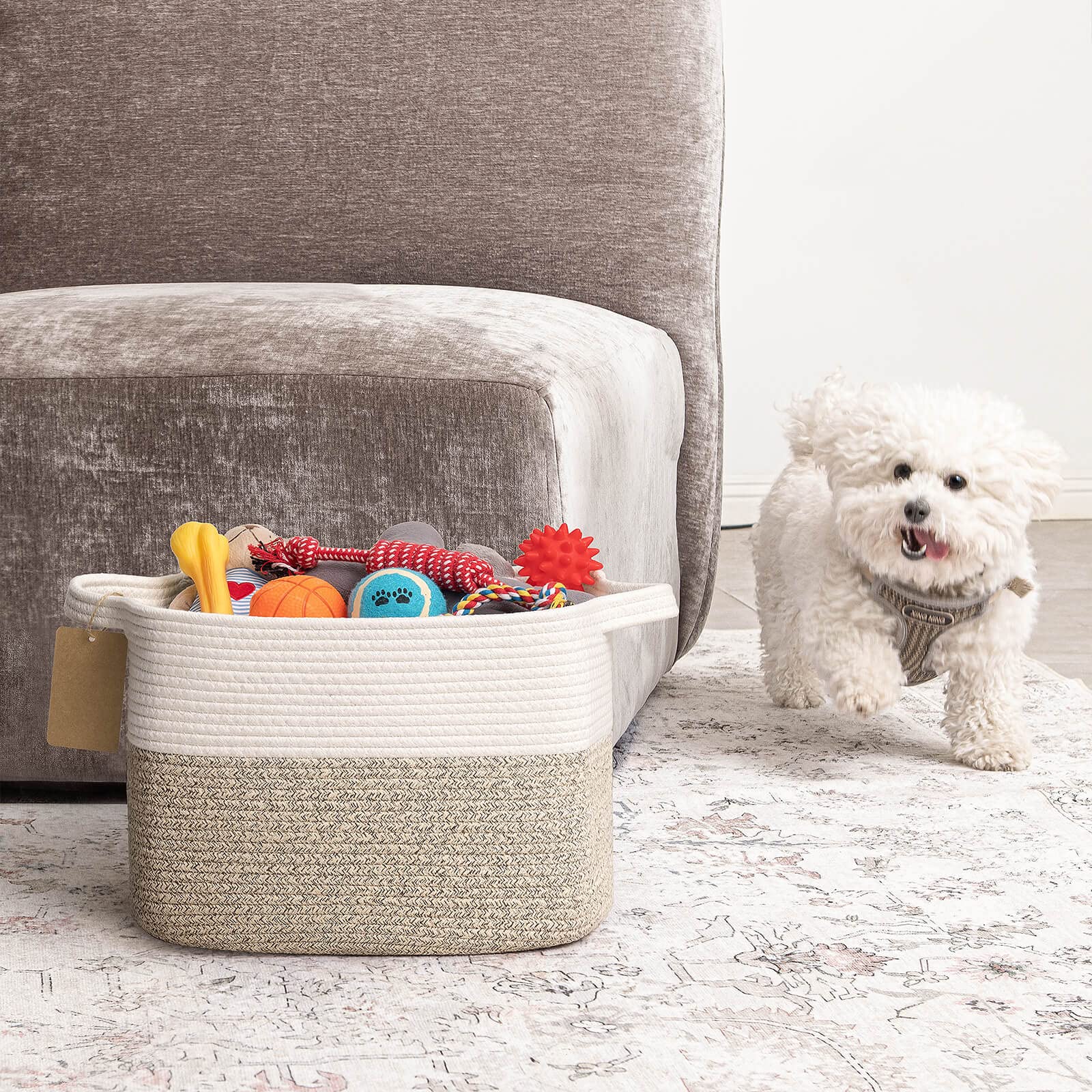 Jolof Store Cotton Rope Storage Baskets – Woven Shelf Organizers, 3 Pack