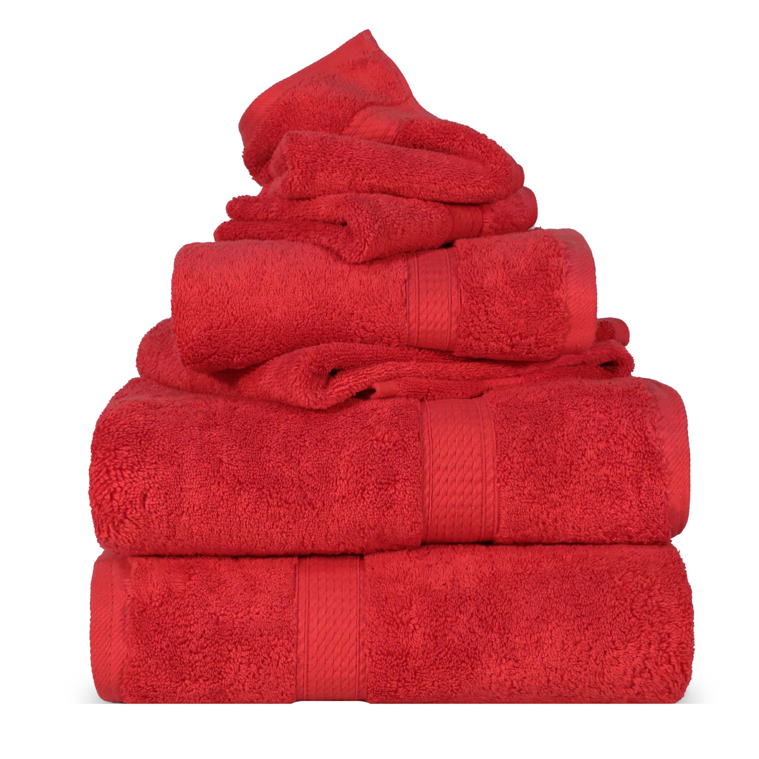 Jolof Store Egyptian Cotton 6-Piece Towel Set – Plush Red Excursion