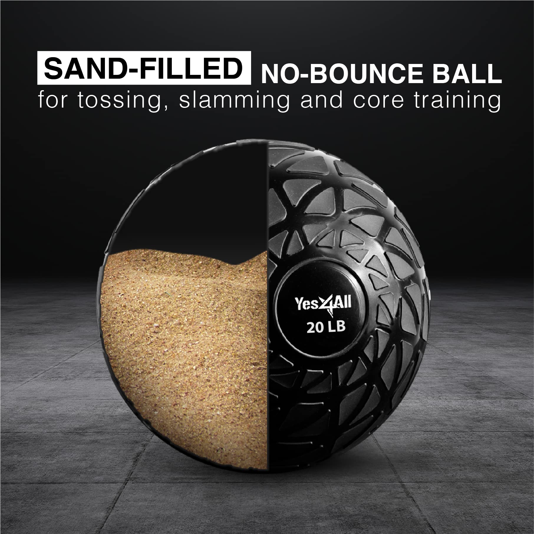 Yes4All Sand-Filled Slam Ball – No-Bounce Medicine Ball for CrossFit