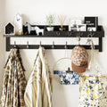 AMBIRD 89cm Wall-Mounted Coat Rack, Large Coat Hanger, Entryway Shelf with 7 Dual Hooks and 4 Key Hooks, Mail Organiser, Wooden Key Holder Black