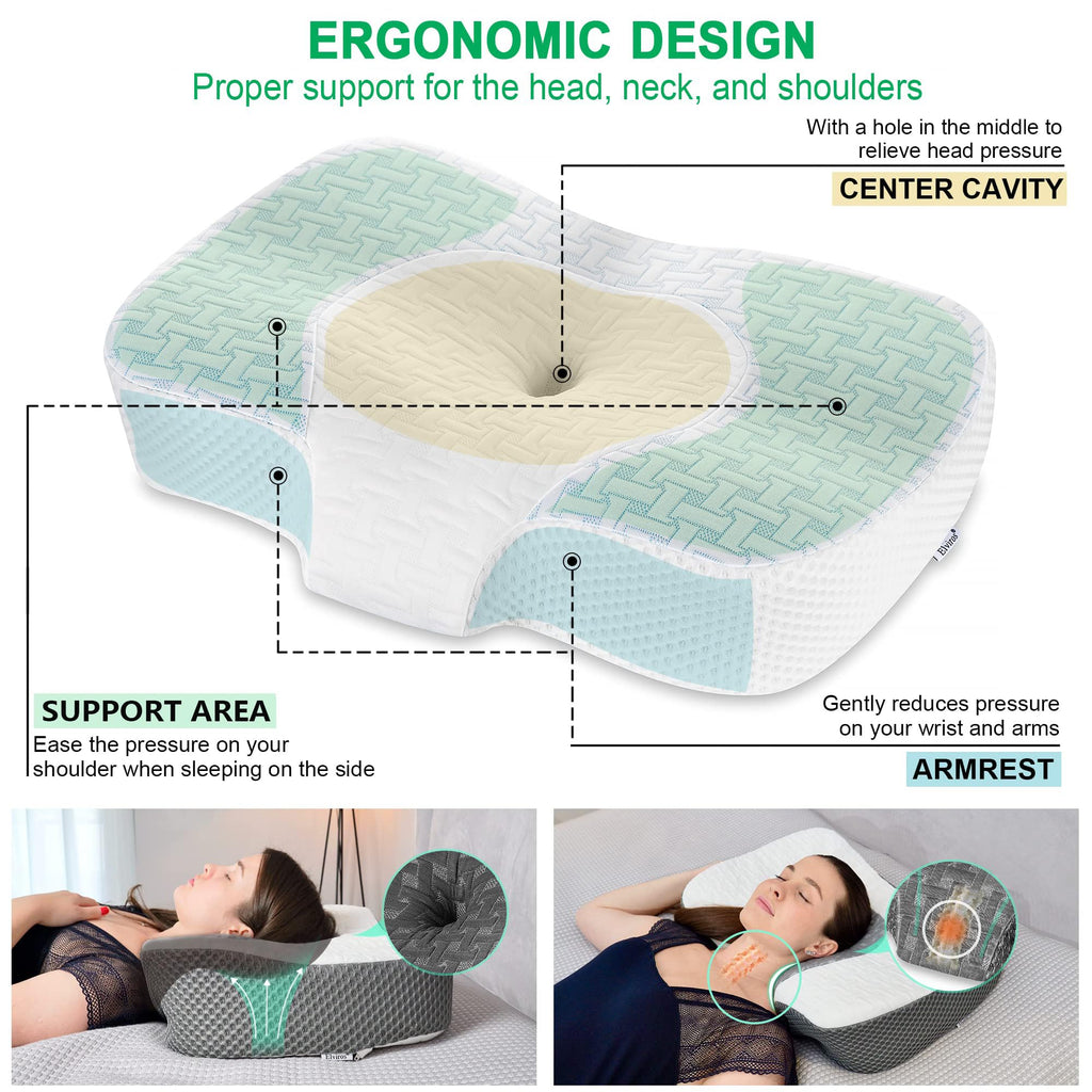 Elviros Cervical Memory Foam Neck Pillow | Adjustable Orthopedic Support