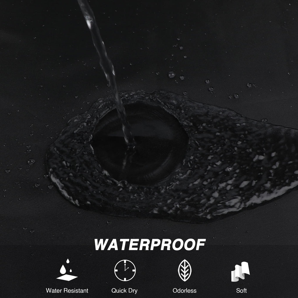 WELTRXE Shower Curtain Mould Proof Mildew Resistant, 180x180cm Black Bathroom Curtain Set With Hooks, Weighted Hem