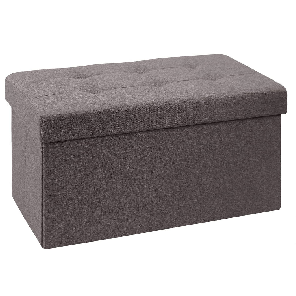 BRIAN & DANY Folding Linen Storage Ottoman – Brown Footstool Bench