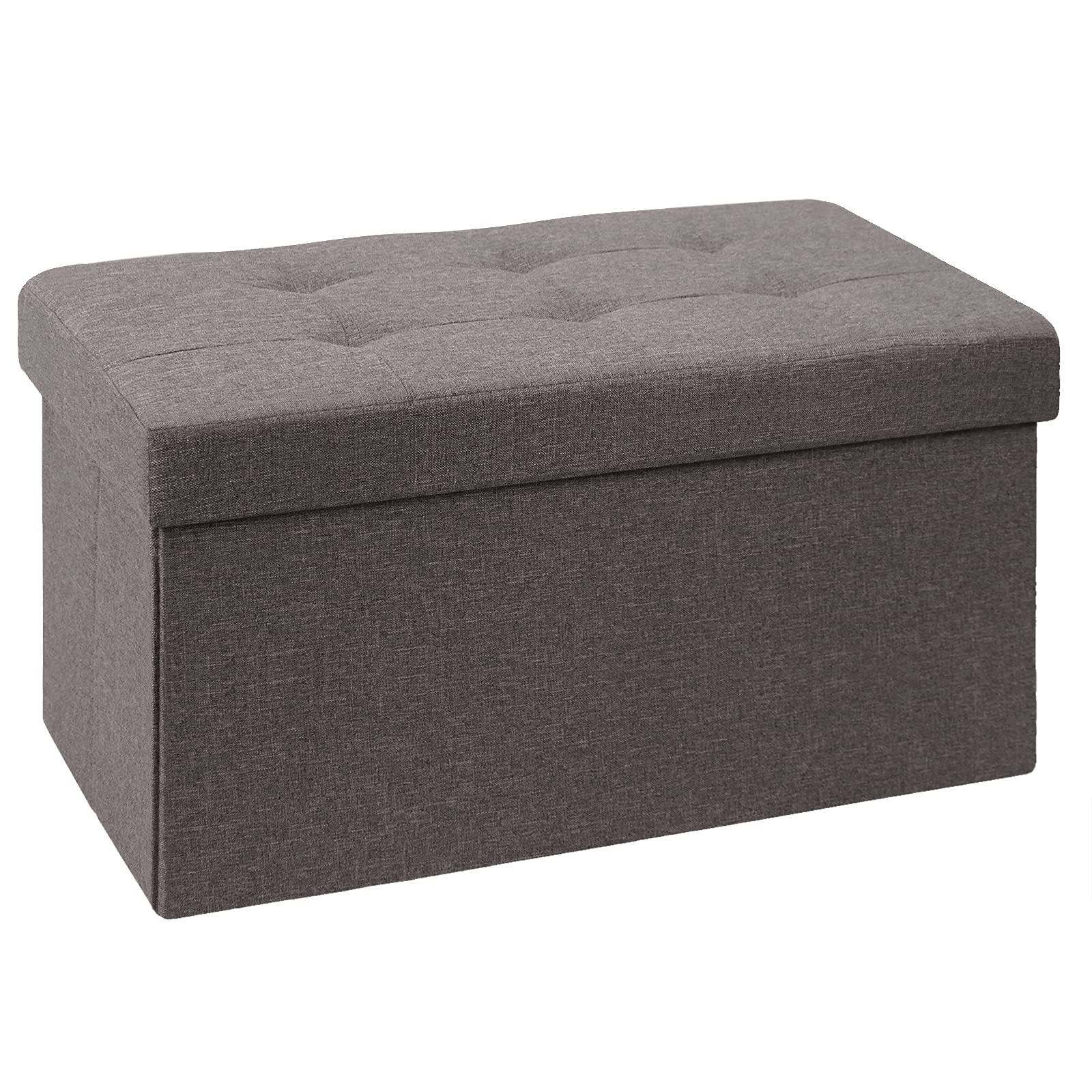 BRIAN & DANY Folding Linen Storage Ottoman – Brown Footstool Bench