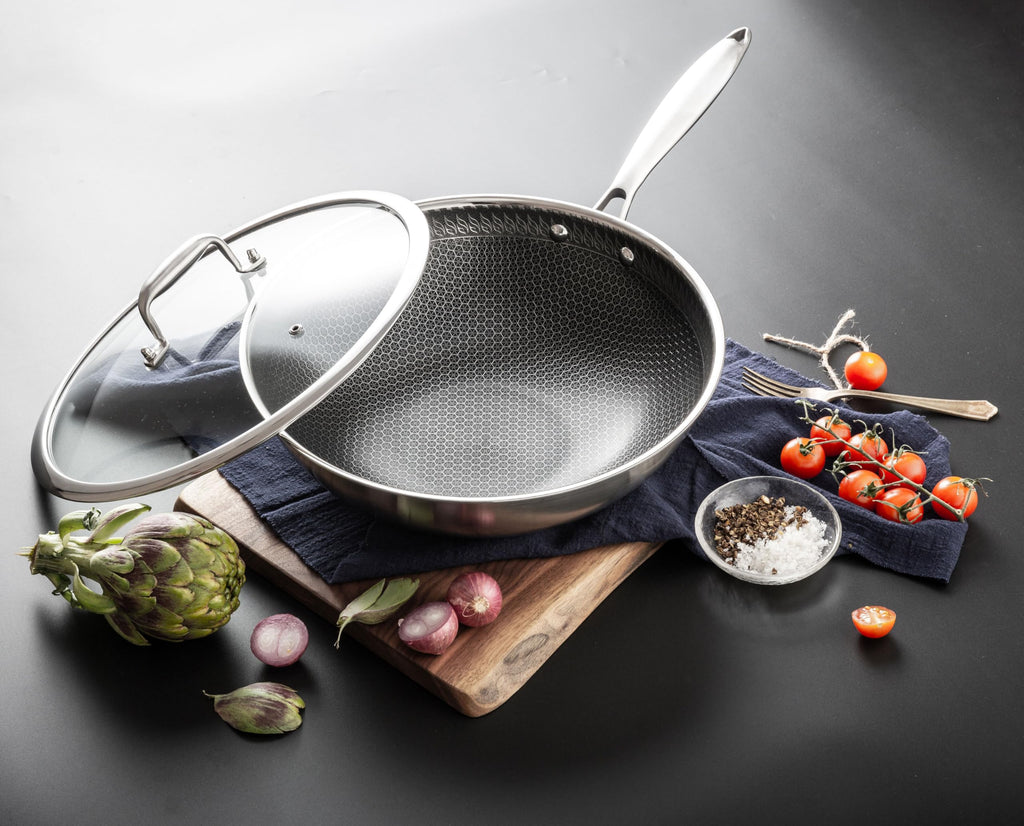 INTIGNIS 30cm Stainless Steel Wok – Non-Stick Skillet with Oven-Safe Lid