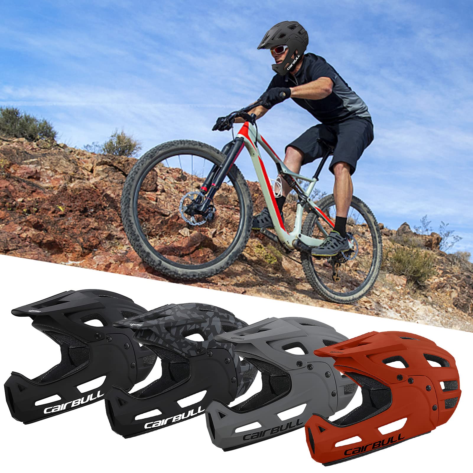 Lixada Full Face Bike Helmet – Detachable Chin Guard & Visor, 54-61cm