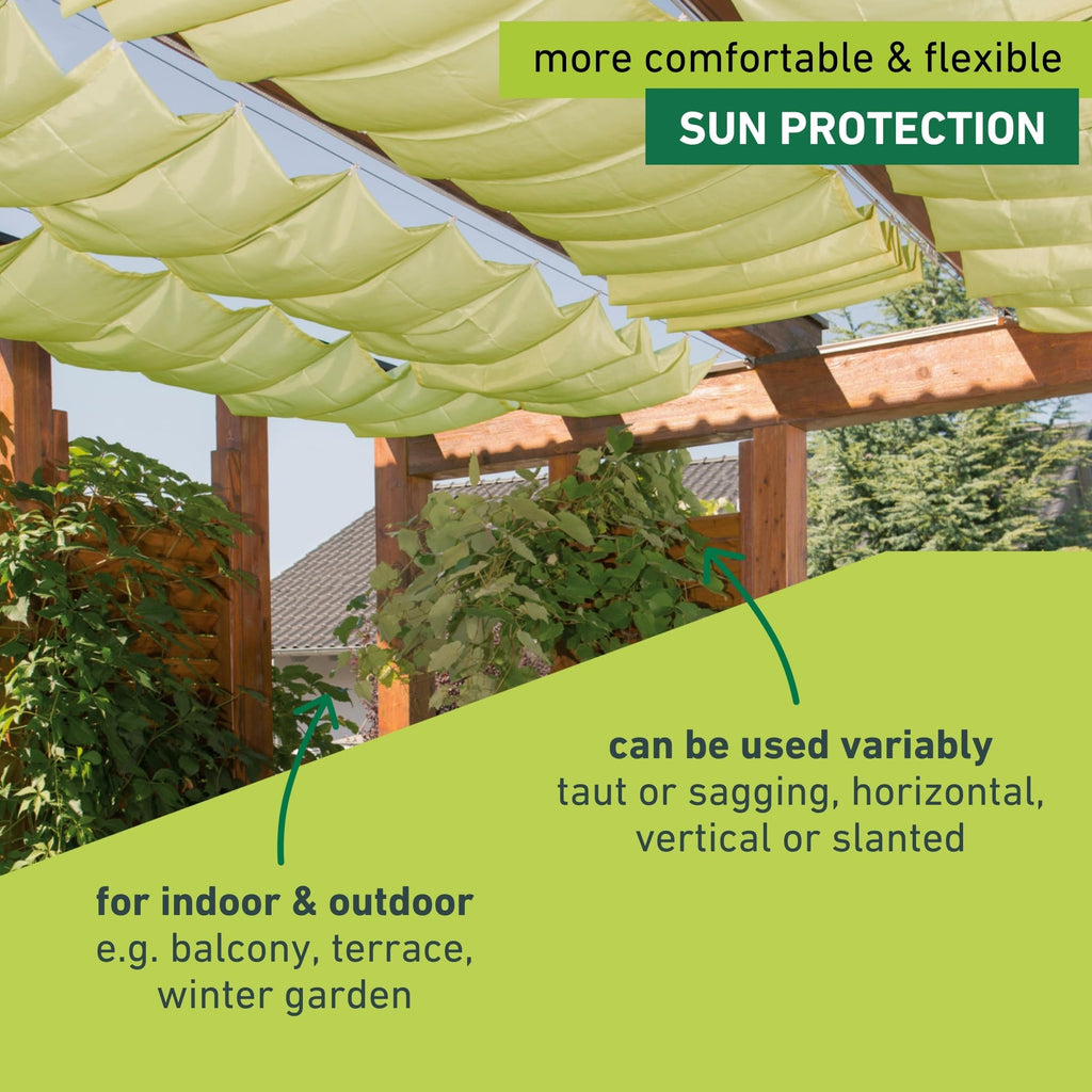 Windhager Rope-Pull Sun Sail Set – 270 x 140 cm Apple Green Awning
