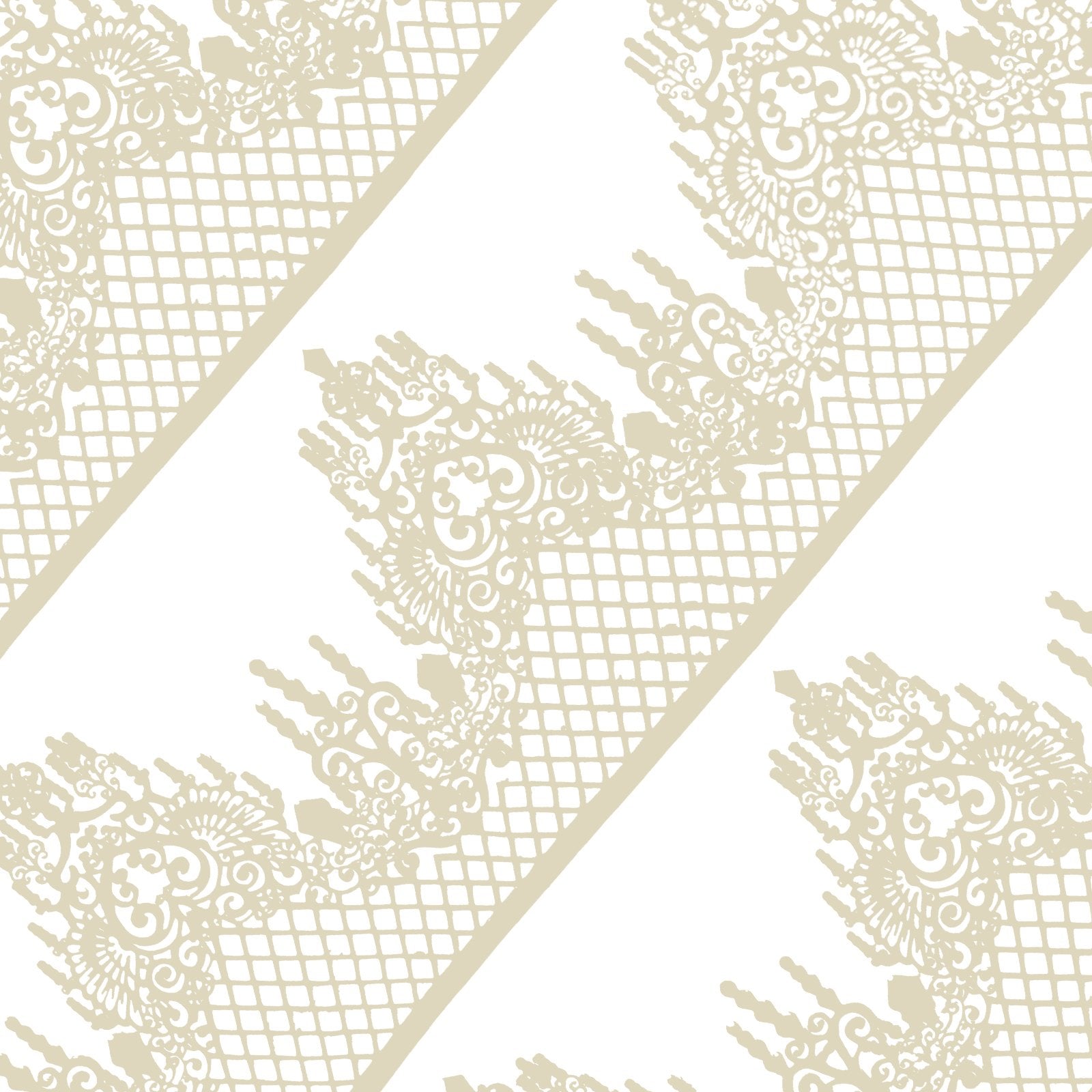 Edible Cake Lace – 12-inch Lattice Diamond Scallop, 10pc Ivory