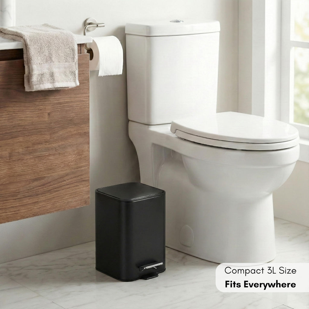 Erreke Bathroom Pedal Bin 3L, Black, Removable Inner Bucket, Modern Design - image 2