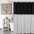 DOSLY IDÉES Farmhouse Shower Curtain – Black Striped Linen Cotton