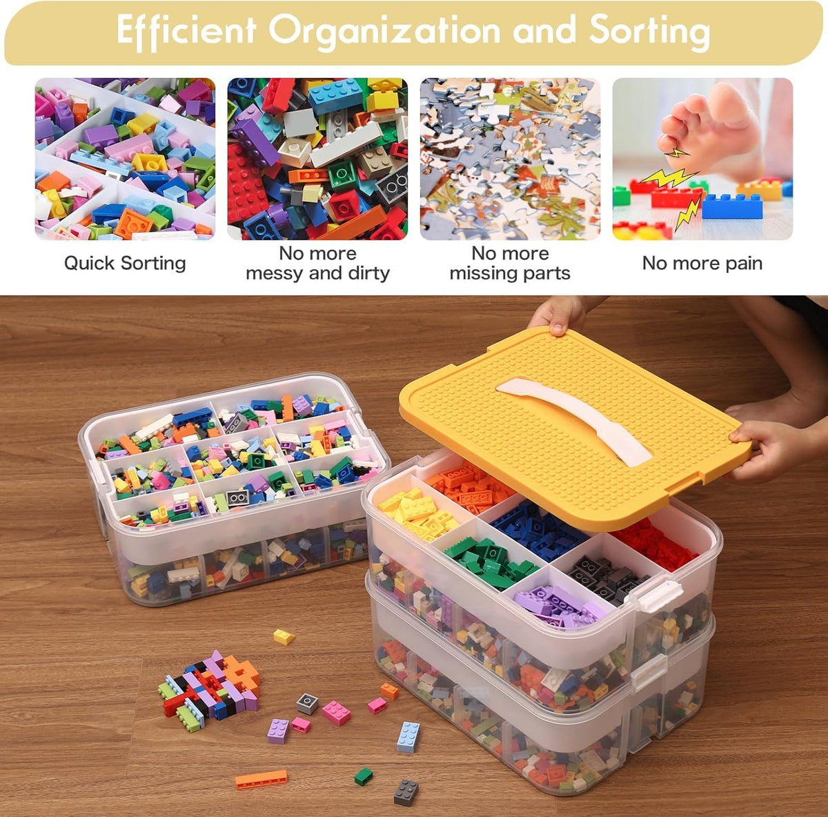 Storage Organiser for Building Blocks 3 Tier Stackable Drawer Organiser - image 3