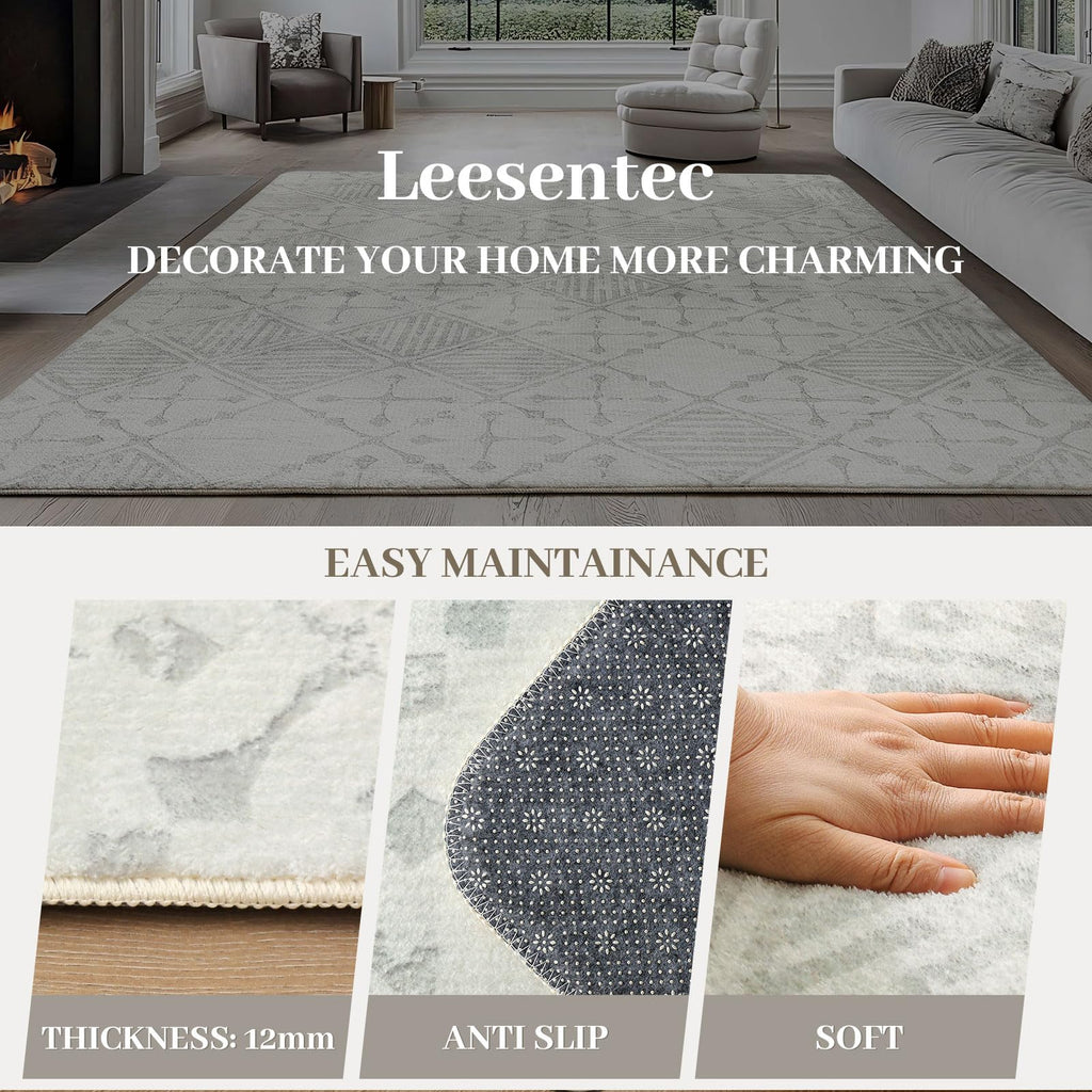 Leesentec Abstract Geometric Area Rug – Soft Non-Slip Modern Carpet