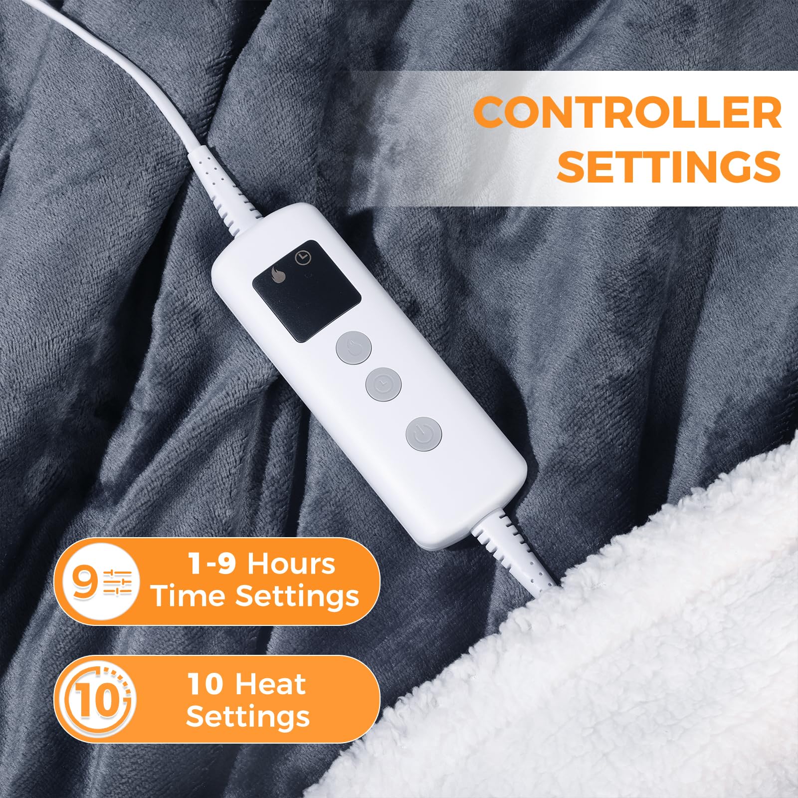 PROALLER Heated Blanket Electric Throw | Flannel Sherpa, 10 Heat Settings