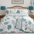 Dreams & Drapes Samira Reversible Floral Duvet Cover Set | Teal Super-King