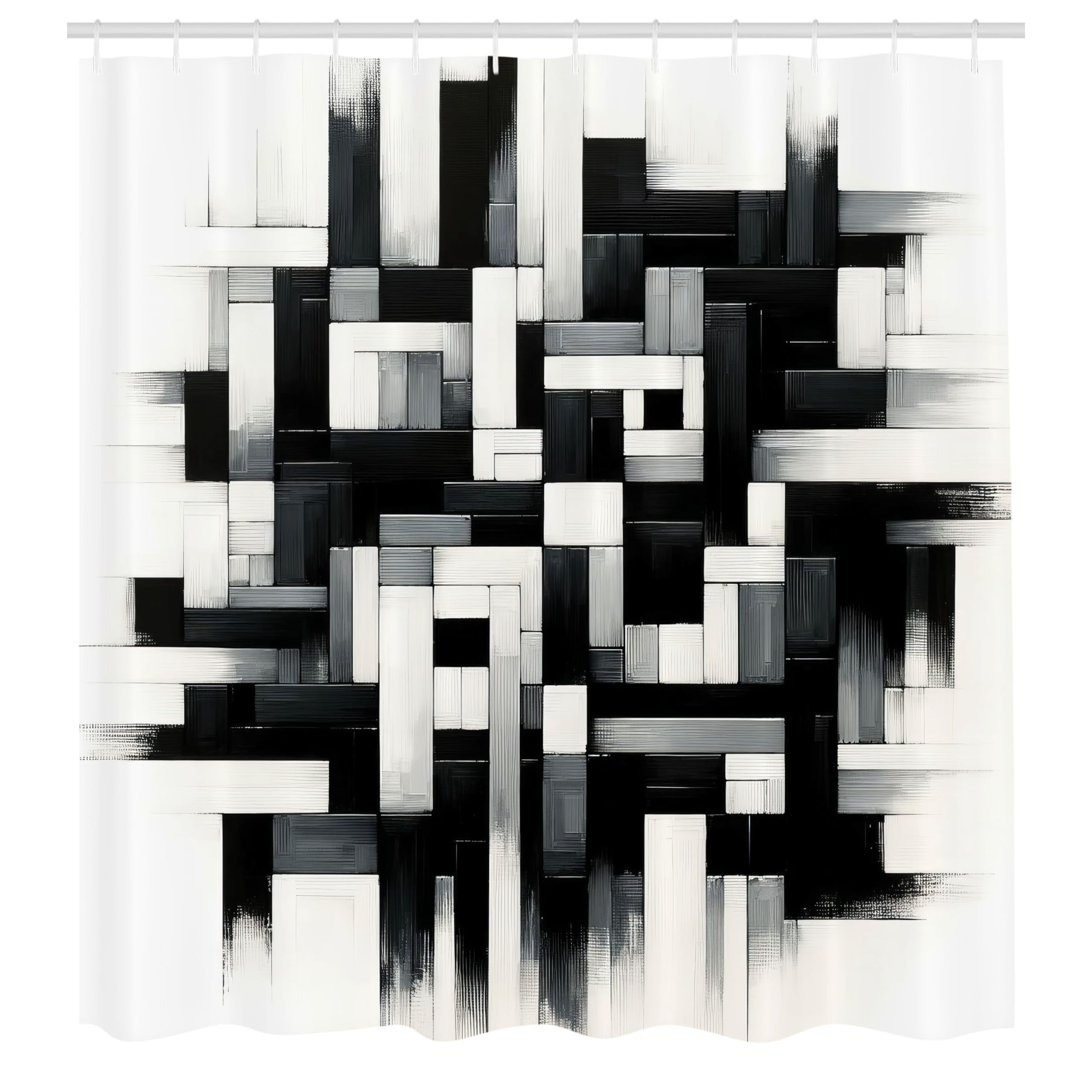 Abakuhaus Fabric Shower Curtain | Maze Squares Sketch | 175 x 200 cm